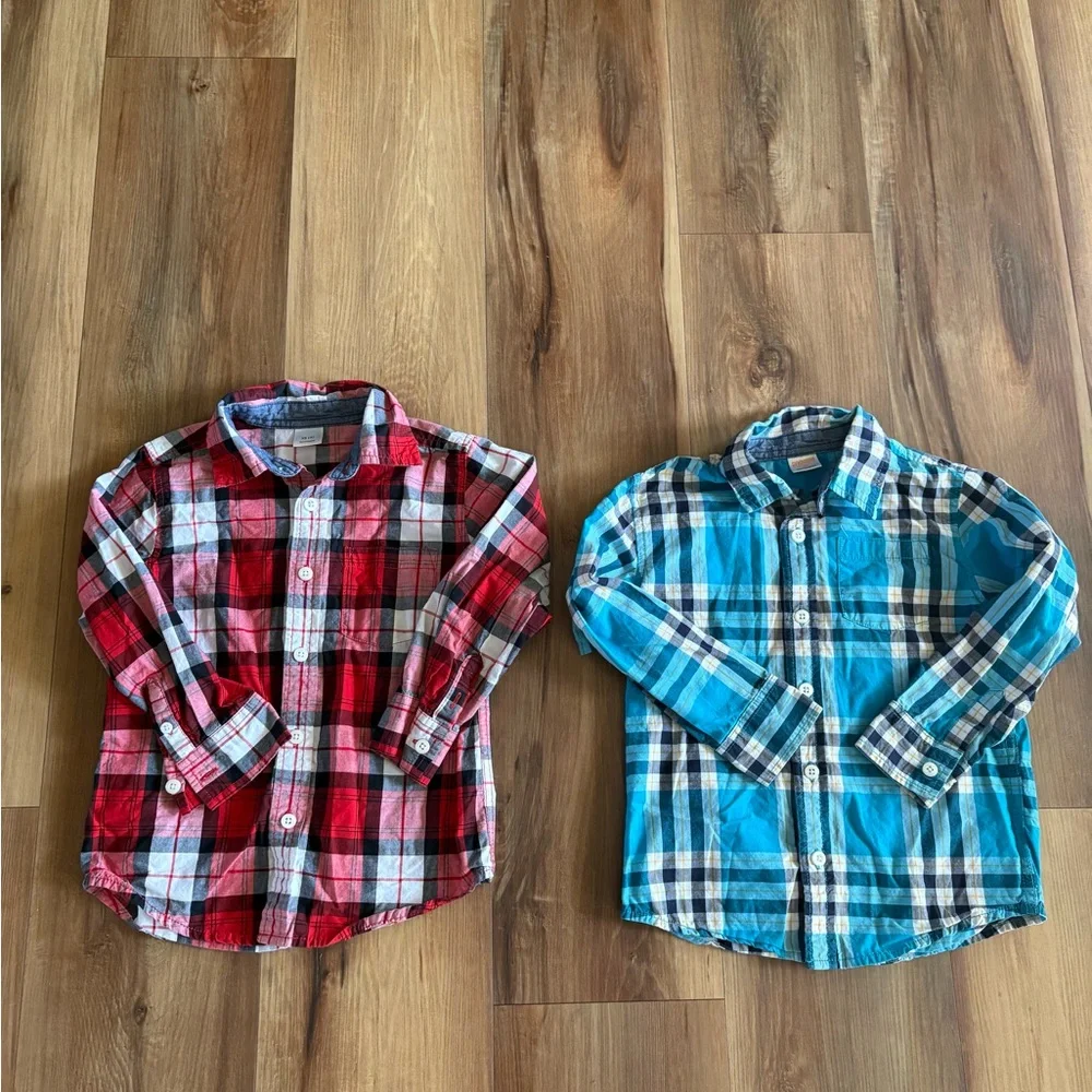 Gymboree‎ Boys' Size 4 Long Sleeve Button Down Shirts Lot of 2 Shirts Plaid